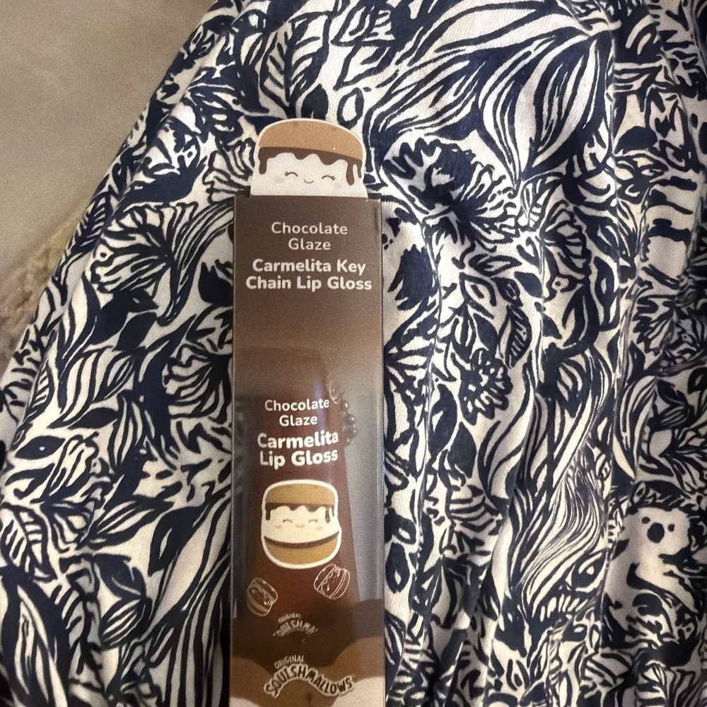 Tony Moly Squishmallows Chocolate Glaze Carmelita Key Chain Lip Gloss Rosy Brown